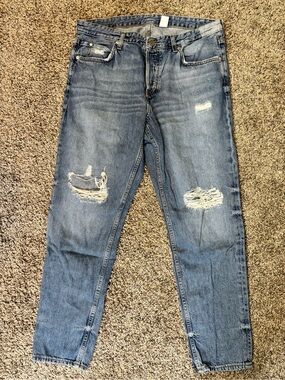 Women's Light Blue Distressed Boyfriend Jeans